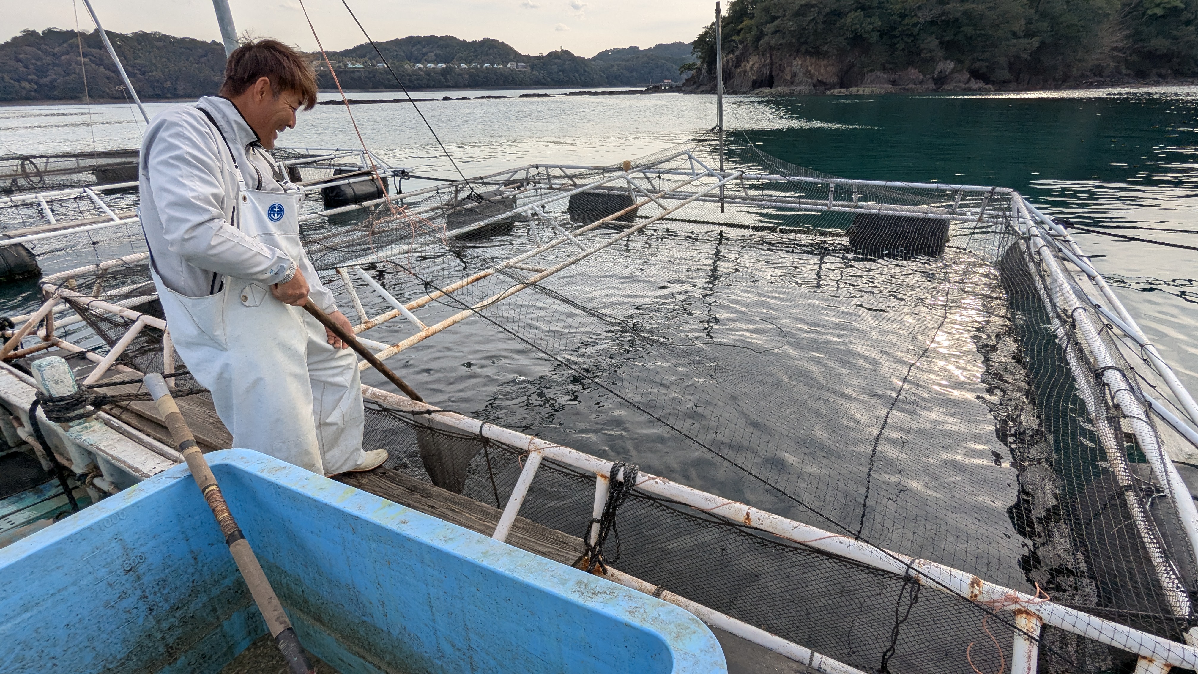 養殖筏での管理作業